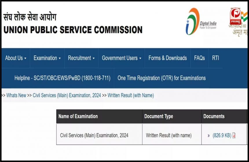 यूपीएससी मेंस रिजल्ट हुआ घोषित