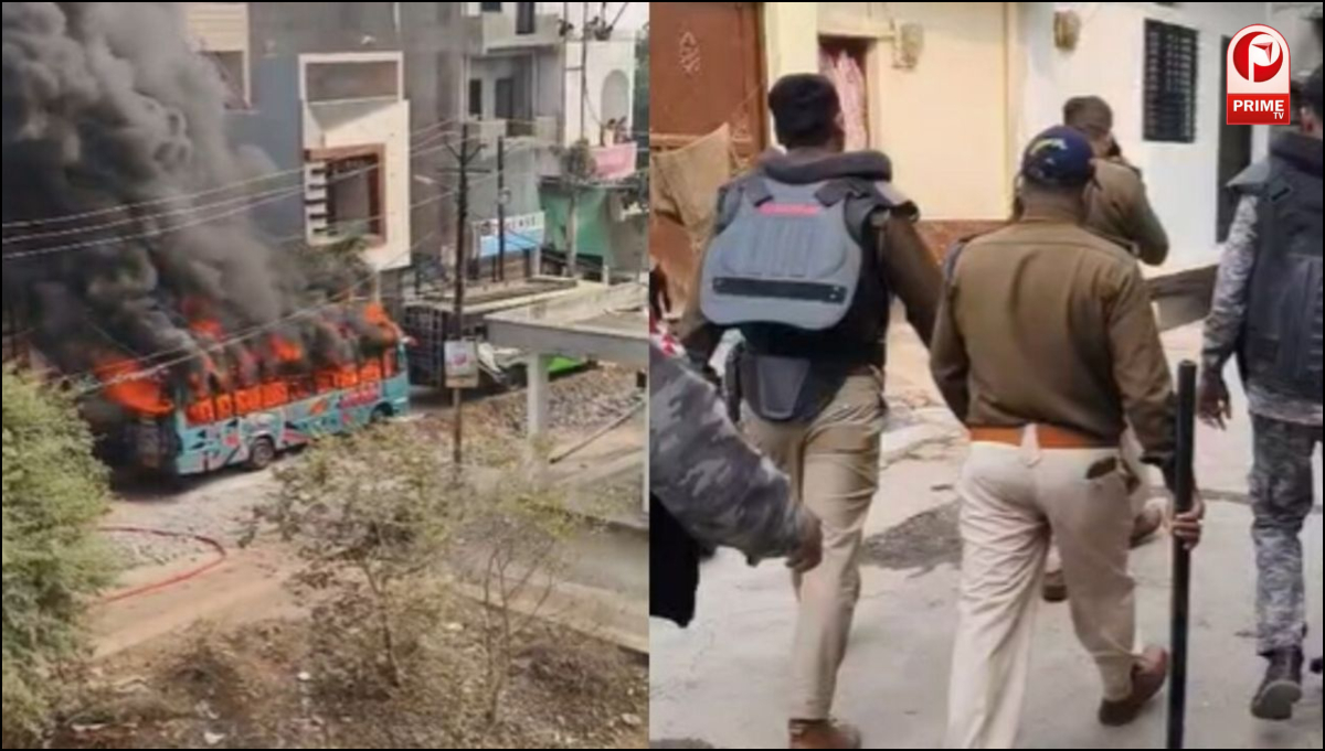 आगजनी और पत्थरबाजी के बाद छावनी बना शहर