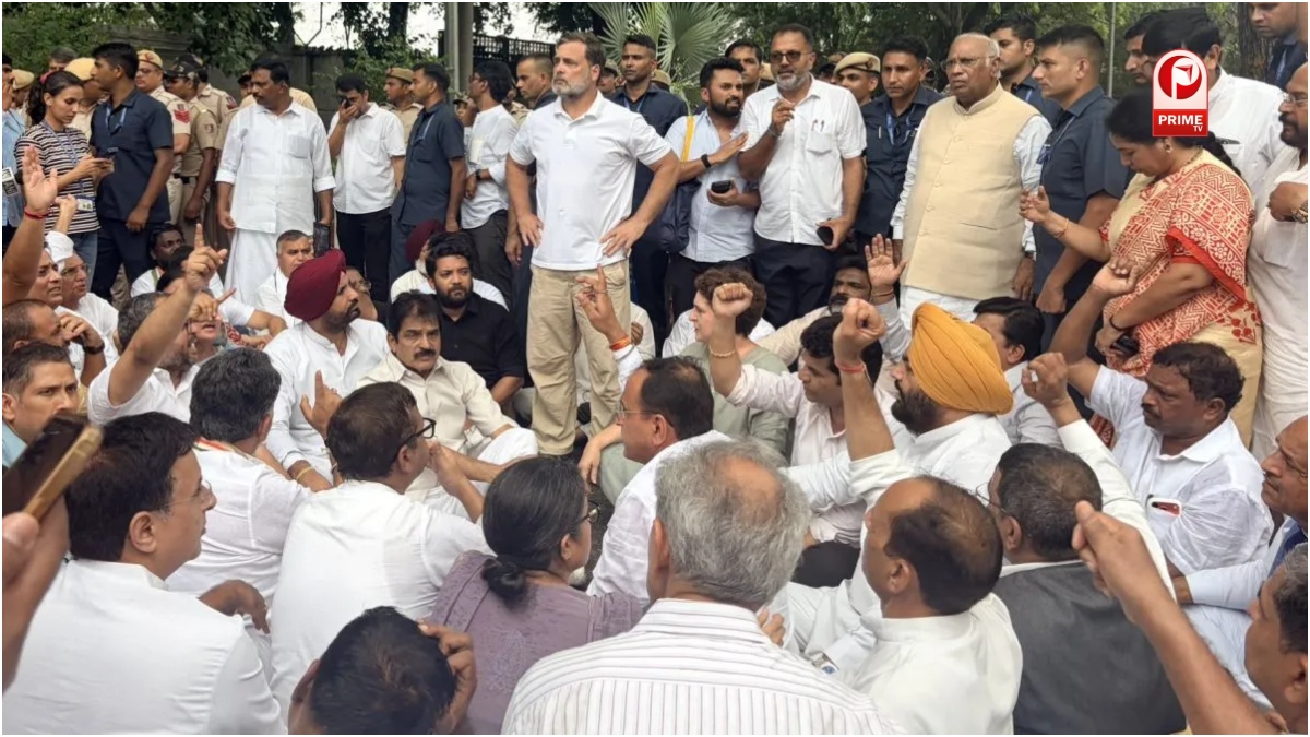 पीएम आवास के बाहर राहुल गांधी का विरोध